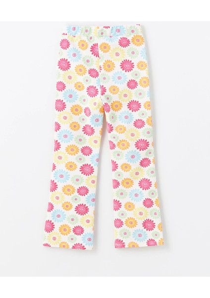 Lcw Kids Ekru Beli Lastikli Çiçekli Ispanyol Paça Kız Çocuk Tayt fiyatları