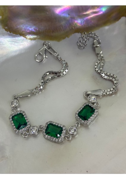 925 Ayar Gümüş Zirkon Taşlı Rodyumlu Baget Bileklik