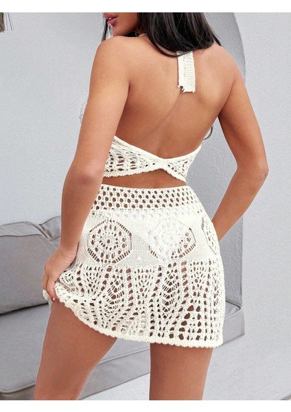 Kadın Desenli Ajurlu Etekli Pareo Plaj Takımı fiyatları