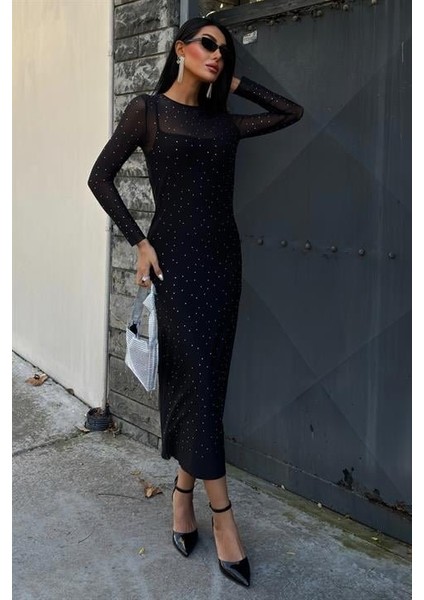 Soonaksesuar Taş Işlemeli Premium Tül Elbise 2829