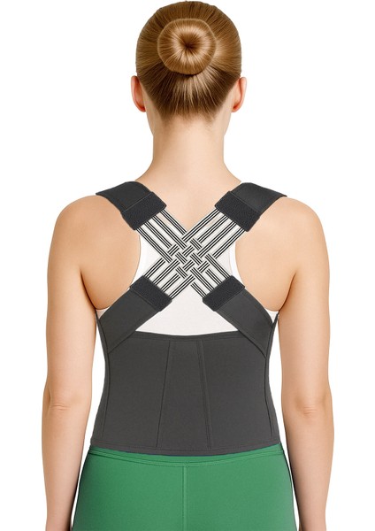 Medikal Dik Duruş Korsesi Sırt Korsesi Siyah Nefes Alabilir Kumaş ile Konforlu Kullanım