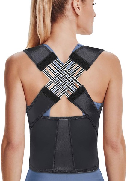 Medikal Dik Duruş Korsesi Sırt Korsesi Siyah Nefes Alabilir Kumaş ile Konforlu Kullanım