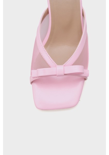 Kadın Orta Topuklu Fileli Fiyonklu Terlik Suni Deri modelleri