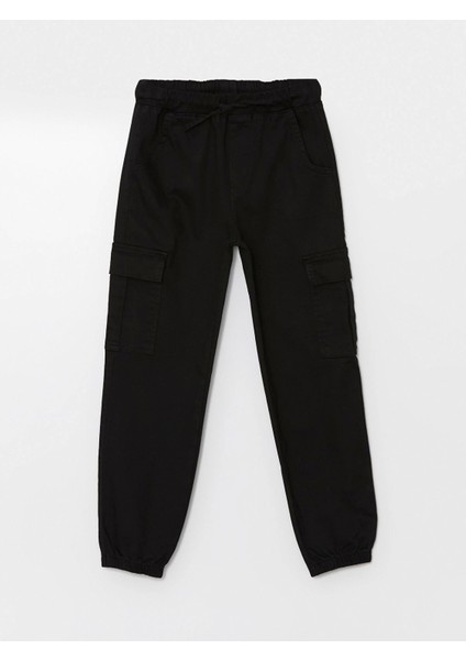 Lcw Kids Siyah Beli Lastikli Kız Çocuk Kargo Jogger Pantolon