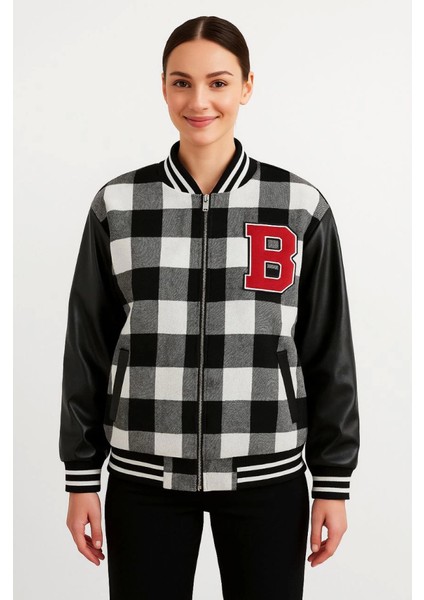 Soonaksesuar Kolları Suni Deri Içi Astarlı Oduncu Kolej Içi Ceket - Gri modelleri