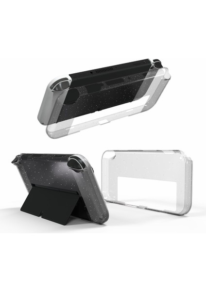 Nintendo Switch OLED Için Parıltılı Şeffaf Kaymaz Tpu Koruyucu Kılıf Düşmeye Dayanıklı Kılıf (Yurt Dışından)