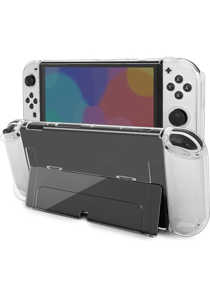 Nintendo Switch OLED Crystal Clear Kılıf ve Standlı Oyun Konsolu Koruyucu Kılıf Kabuğu (Yurt Dışından)