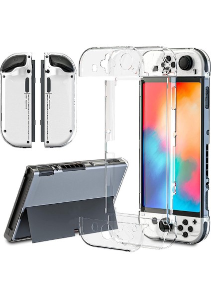 Nintendo Switch OLED Crystal Clear Kılıf ve Standlı Oyun Konsolu Koruyucu Kılıf Kabuğu (Yurt Dışından) modelleri