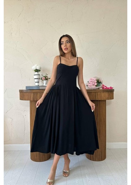 Soonaksesuar Siyah Göğüs Kuplu Uzun Büzgülü Elbise fiyatları