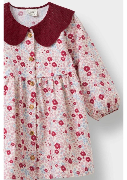 Kız Bebek Bebe Yaka Çiçekli Uzun Kollu Twill Elbise D3073A525AU fiyatları