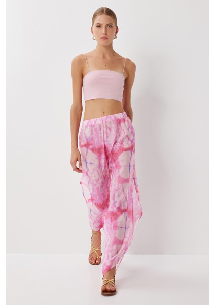 Desenli Yırtmaçlı Viskon Pantolon LFZ0008 Pembe fiyatları