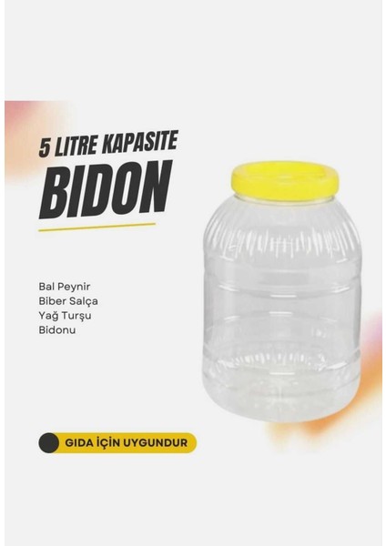 5 L Pet Turşu Bidonu – Salça, Sirke, Yağ Için Gıdaya Uygun Saklama Kabı