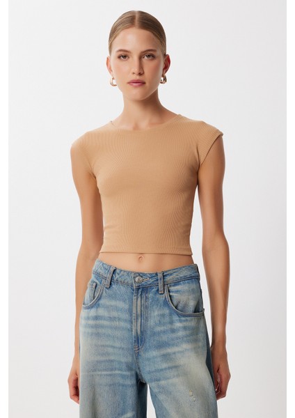 2’li Paket Basic Fitilli Örme Crop Bluz LMX0123 Bisküvi Koyu Mavi indirimleri
