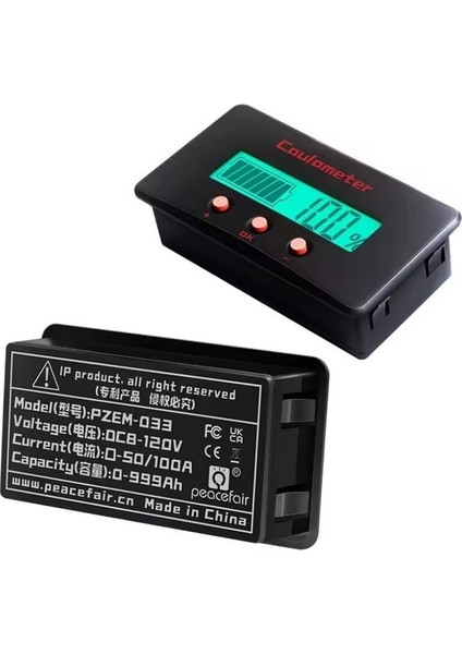 PZEM-033 8-120V Pil Voltaj Kapasite Göstergesi + 100A Şönt + 1m USB Kablo fiyatları