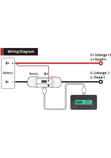 PZEM-033 8-120V Pil Voltaj Kapasite Göstergesi + 100A Şönt + 1m USB Kablo modelleri