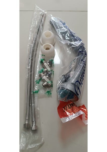 4 Lü Set Lavabo Sifonu + Filtreli Aramusluk + Batarya Branjmanı +Adaptör Conta
