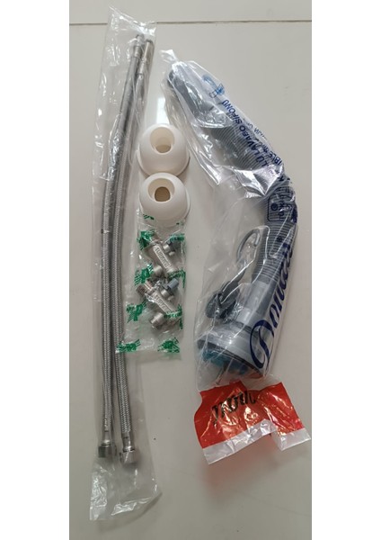 4 Lü Set Lavabo Sifonu + Filtreli Aramusluk + Batarya Branjmanı +Adaptör Conta fiyatları