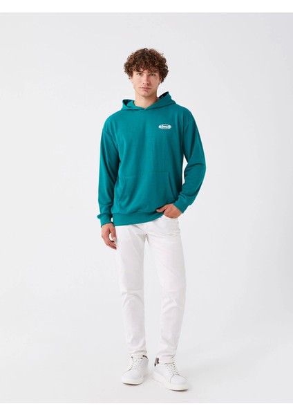 Lcw Casual Yeşil Uzun Kollu Baskılı Erkek Hoodie modelleri