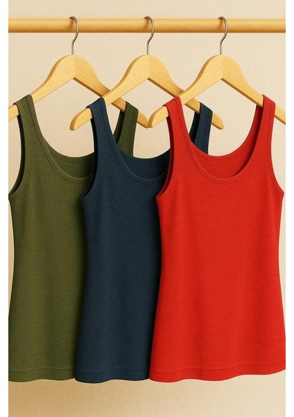 3 Adet A Kesim Büyük Beden Pamuklu Kalın Askılı Atlet Tişört