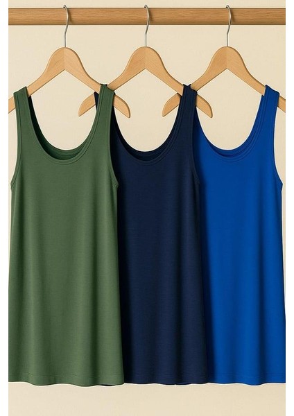 3 Adet A Kesim Büyük Beden Pamuklu Kalın Askılı Atlet Tişört