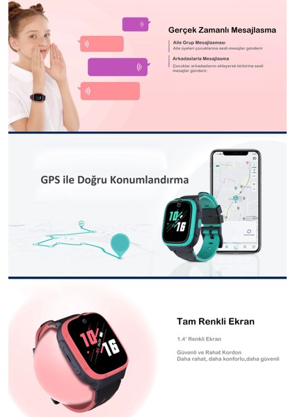 4G Akıllı Çocuk Saati, Gorilla Cam, Sesli, Görüntülü, IP68, Uzun Pil Ömrü, Doğru Konum SW-KIDS 101 modelleri