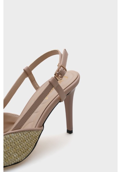 Tahta Tokalı Hasır Stiletto