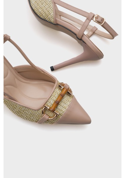 Tahta Tokalı Hasır Stiletto