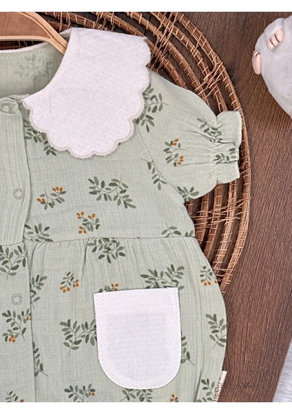 Yazlık Pamuklu Müslin Çiçek Desenli Kız Bebek Tulum indirimleri