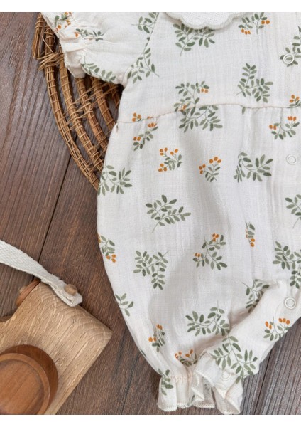 Yazlık Pamuklu Müslin Çiçek Desenli Kız Bebek Tulum indirimleri