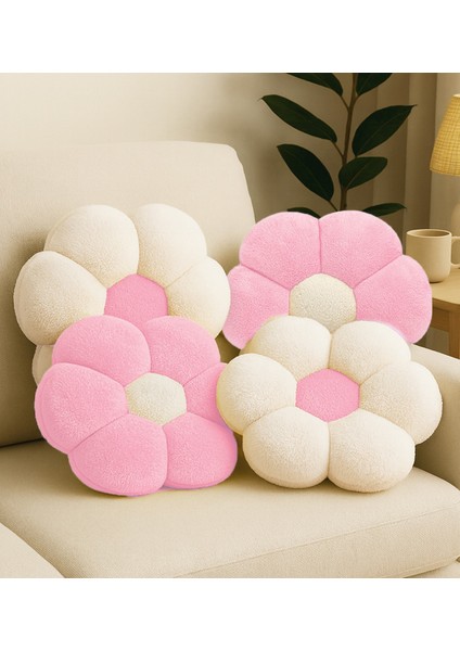 Ayıcı Oyuncak 4'li Dekoratif Papatya Şeklinde Peluş Yastık 40 cm – Yumuşak ve Konforlu Tasarım