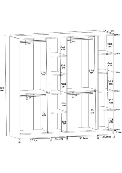 %100 Mdflam 6 Kapaklı Gardrop 180CM G-06 indirimleri