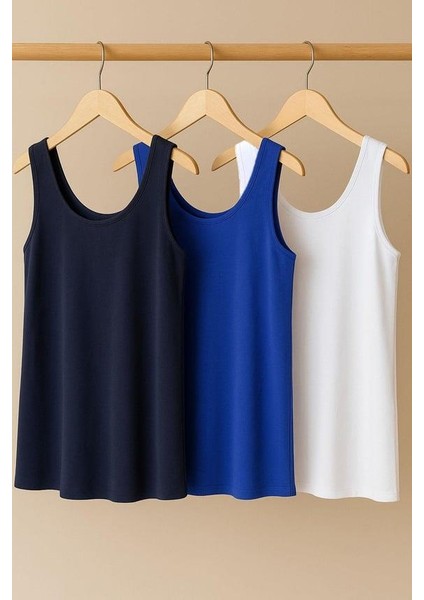 3 Adet A Kesim Büyük Beden Pamuklu Kalın Askılı Atlet Tişört