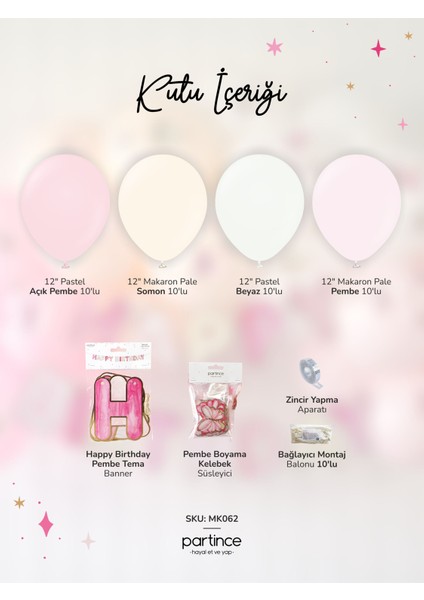 Happy Birthday Yazısı Pembe Tema Mini Parti Seti Doğum Günü Balon Zinciri Kelebek Tema Doğum Günü Süsü fiyatları