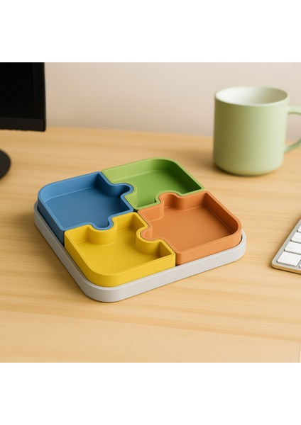 Puuzle Tasarımlı Renkli 4'lü Servis Tabak Seti fiyatları