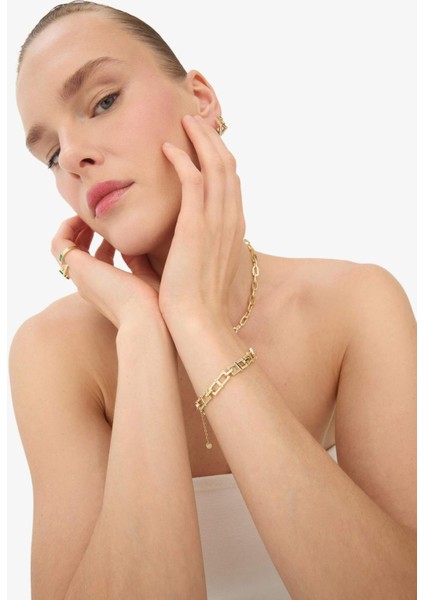 Reis x DeFacto 14 Ayar Altın Kaplama Shine Line Bracelet Kadın Taşlı Gold Ataç Zincir Bileklik F3985AXNS modelleri