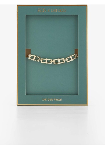 Reis x DeFacto 14 Ayar Altın Kaplama Shine Line Bracelet Kadın Taşlı Gold Ataç Zincir Bileklik F3985AXNS fırsatları