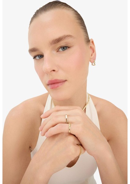 Reis x DeFacto 14 Ayar Altın Kaplama Tria Memoria Kadın 3'lü Gold Yüzük F4113AXNS