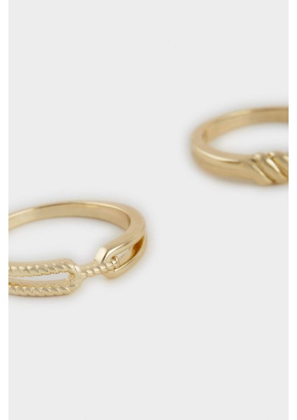 Reis x DeFacto 14 Ayar Altın Kaplama Tria Memoria Kadın 3'lü Gold Yüzük F4113AXNS