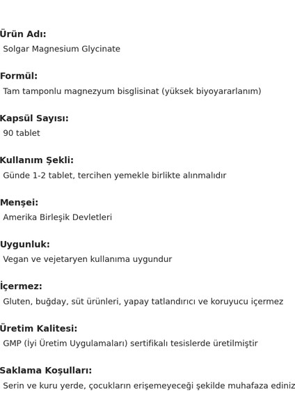 Magnesium Glycinate 60 Kapsül 2 Adet indirimleri
