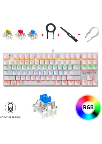 AJ179 Nl 3 Modlu Gamer Mouse + Leaven K550 Blue Switch Mekanik Klavye Gamer Seti