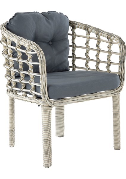 Kartepe 2 1 1 Rattan Bahçe Balkon Mutfak Takımı,Bal Köpüğü Rattan/Koyu Gri Kumaş fırsatları