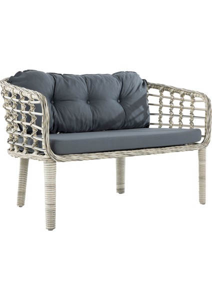 Kartepe 2 1 1 Rattan Bahçe Balkon Mutfak Takımı,Bal Köpüğü Rattan/Koyu Gri Kumaş indirimleri