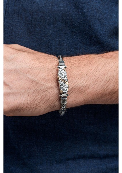 Yeni Tasarım Elişi 925 Ayar Gümüş Erkek Bileklik fiyatları