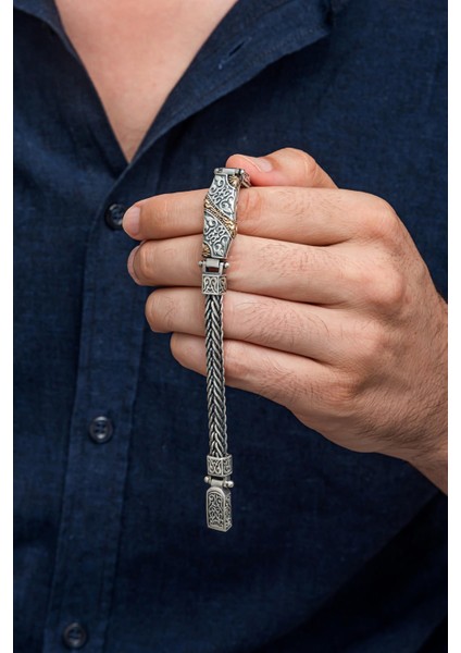 Yeni Tasarım Elişi 925 Ayar Gümüş Erkek Bileklik fırsatları