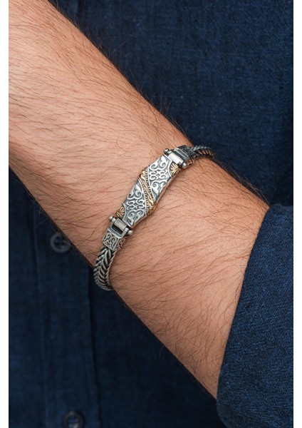 Yeni Tasarım Elişi 925 Ayar Gümüş Erkek Bileklik indirimleri