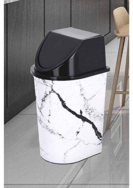 Dekoratif Mermer Görünümlü Çöp Kovası – Estetik ve Fonksiyonel