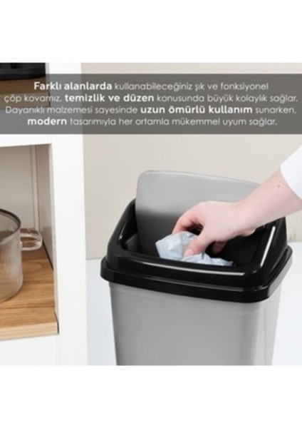 Modern Tasarımlı 5 Litre Gri Çöp Kovası – Kullanımı Kolay fiyatları