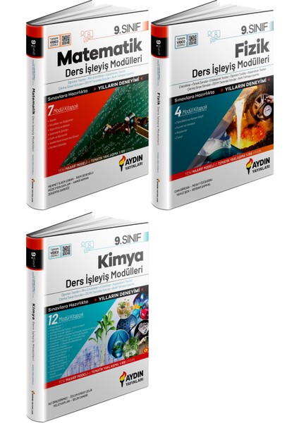 Aydın 2025 9. Sınıf Matematik + Fizik + Kimya Ders Anlatım Fasikülleri Seti 3 Kitap