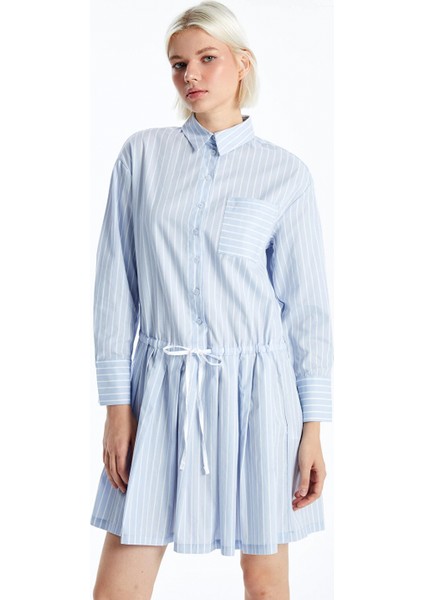 Xsıde Mavi Gömlek Yaka Çizgili Kadın Elbise fiyatları