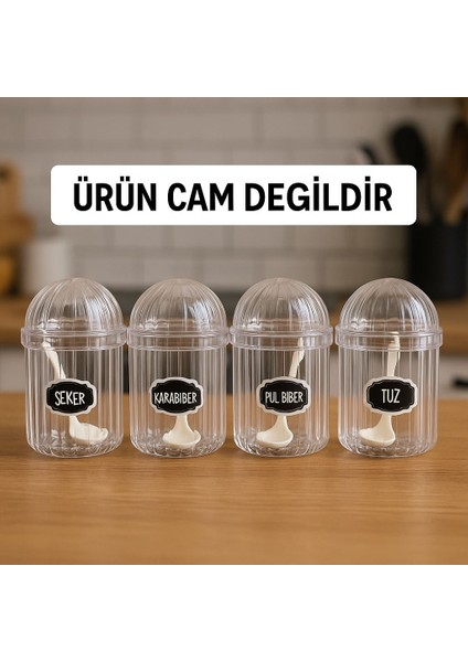 4'lü Etiketli Kaşıklı Monica Baharatlık 400ML